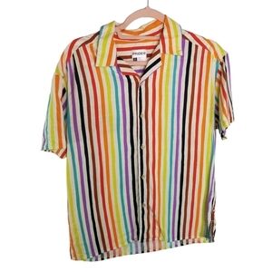 Target pride collection rainbow striped camp short sleeve shirt